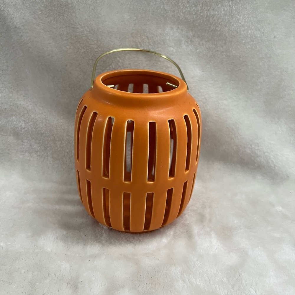 Orange Ceramic Lantern/Candle Holder for Halloween